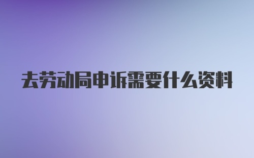 去劳动局申诉需要什么资料