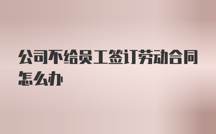 公司不给员工签订劳动合同怎么办