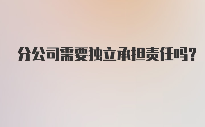 分公司需要独立承担责任吗?