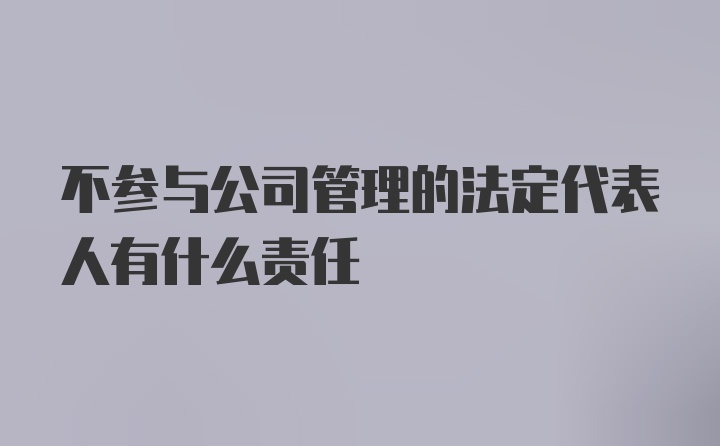 不参与公司管理的法定代表人有什么责任