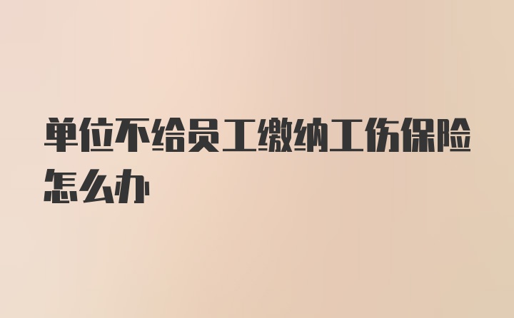 单位不给员工缴纳工伤保险怎么办