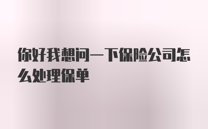 你好我想问一下保险公司怎么处理保单