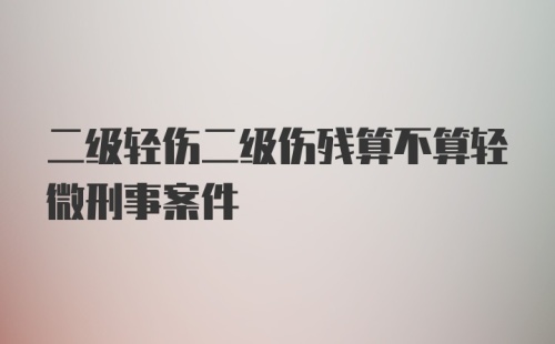 二级轻伤二级伤残算不算轻微刑事案件