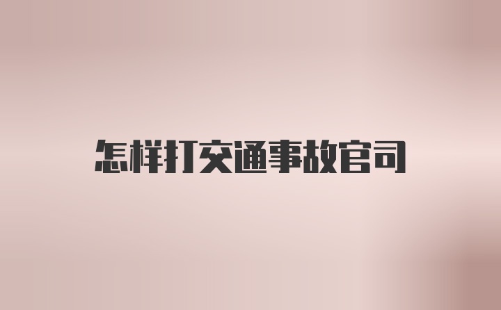 怎样打交通事故官司