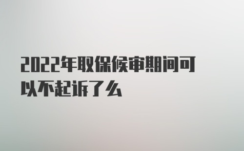 2022年取保候审期间可以不起诉了么