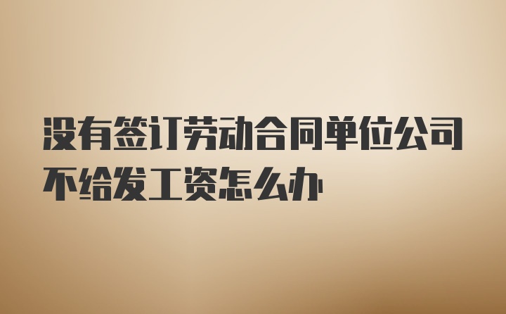 没有签订劳动合同单位公司不给发工资怎么办