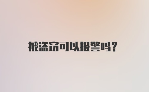 被盗窃可以报警吗？