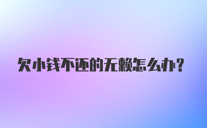 欠小钱不还的无赖怎么办？