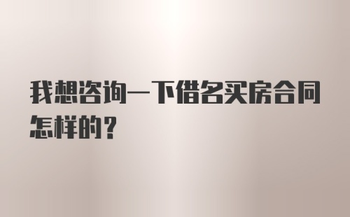 我想咨询一下借名买房合同怎样的？