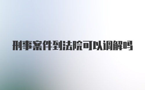 刑事案件到法院可以调解吗