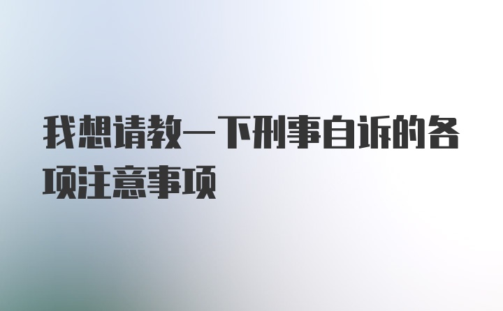 我想请教一下刑事自诉的各项注意事项