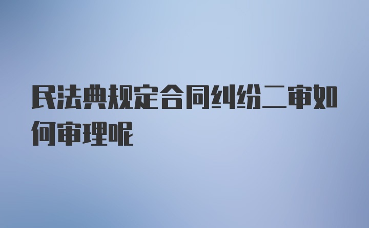 民法典规定合同纠纷二审如何审理呢