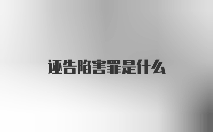 诬告陷害罪是什么