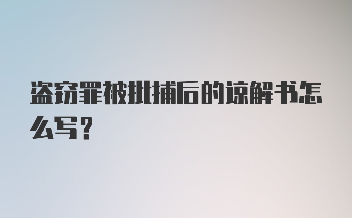 盗窃罪被批捕后的谅解书怎么写？