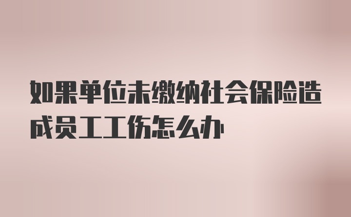 如果单位未缴纳社会保险造成员工工伤怎么办