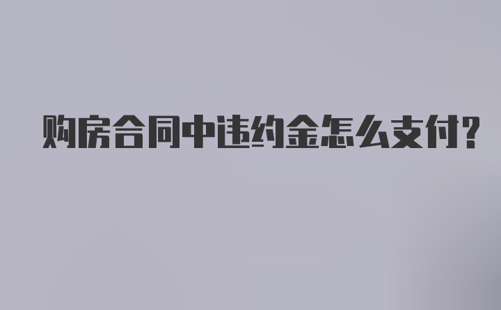 购房合同中违约金怎么支付？