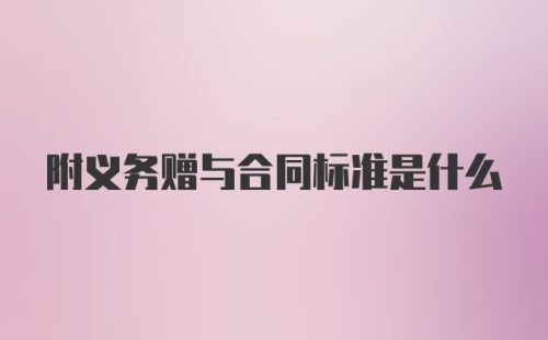 附义务赠与合同标准是什么