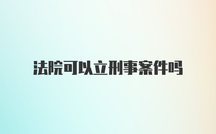 法院可以立刑事案件吗