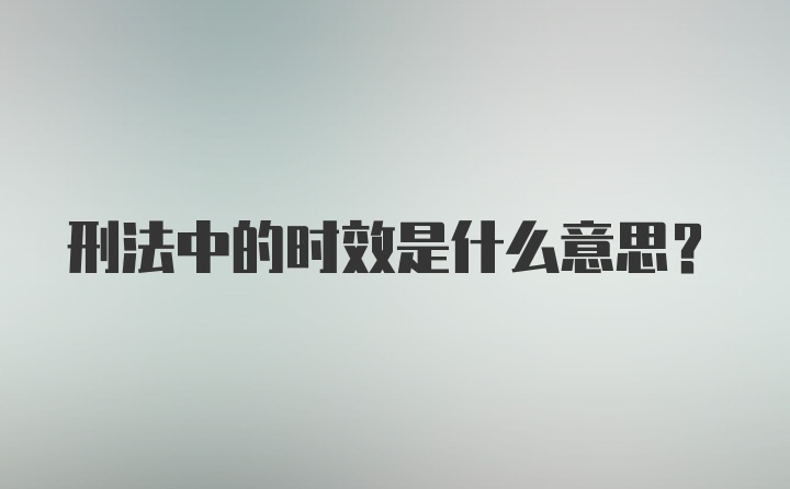 刑法中的时效是什么意思？