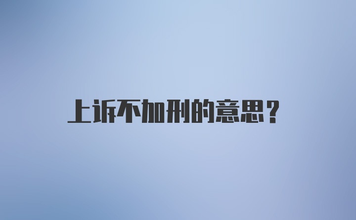 上诉不加刑的意思？