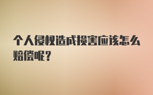 个人侵权造成损害应该怎么赔偿呢？