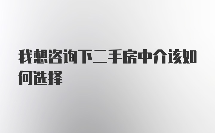 我想咨询下二手房中介该如何选择