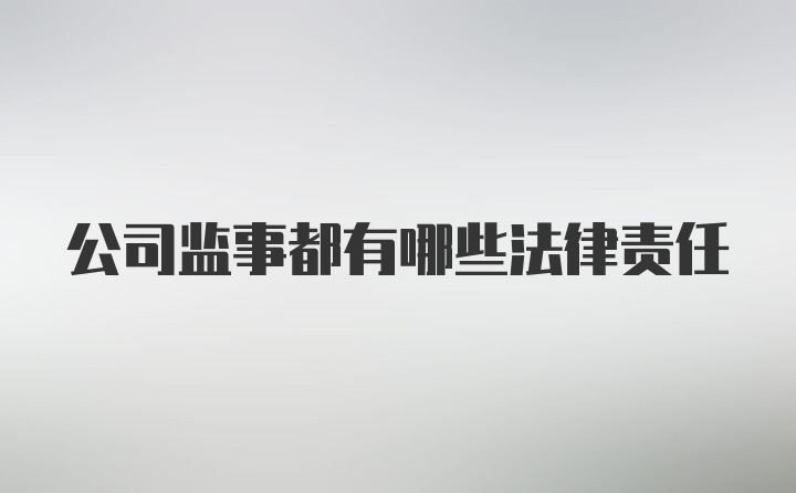 公司监事都有哪些法律责任