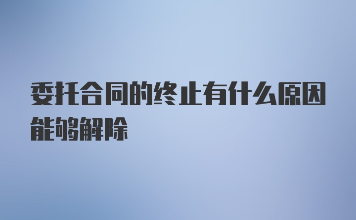 委托合同的终止有什么原因能够解除