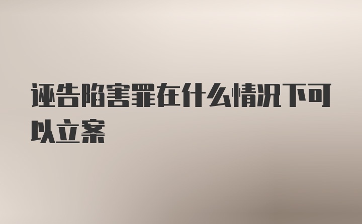 诬告陷害罪在什么情况下可以立案