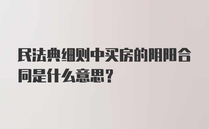 民法典细则中买房的阴阳合同是什么意思？