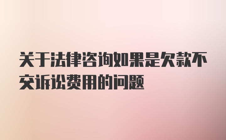 关于法律咨询如果是欠款不交诉讼费用的问题