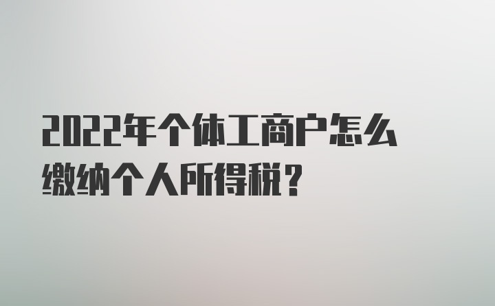 2022年个体工商户怎么缴纳个人所得税？