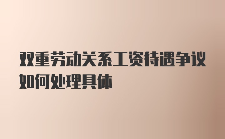 双重劳动关系工资待遇争议如何处理具体