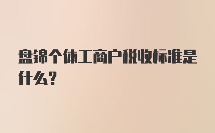 盘锦个体工商户税收标准是什么？