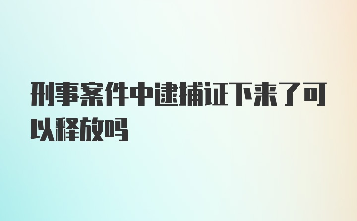 刑事案件中逮捕证下来了可以释放吗