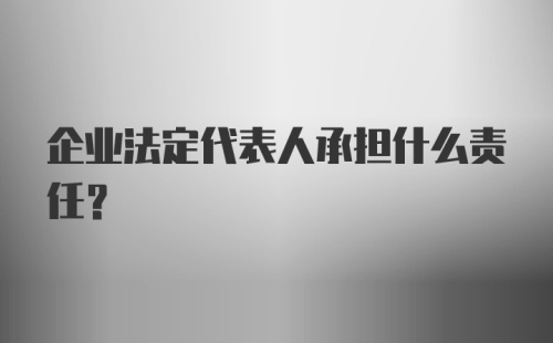 企业法定代表人承担什么责任？