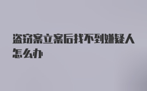 盗窃案立案后找不到嫌疑人怎么办