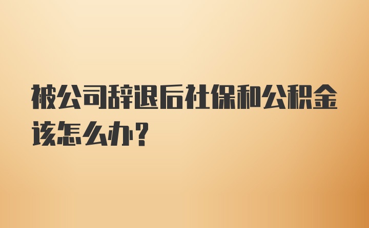 被公司辞退后社保和公积金该怎么办？