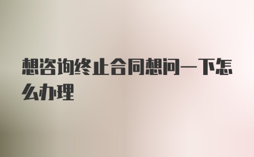 想咨询终止合同想问一下怎么办理