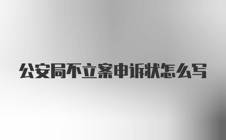 公安局不立案申诉状怎么写