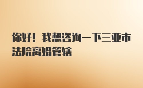 你好！我想咨询一下三亚市法院离婚管辖