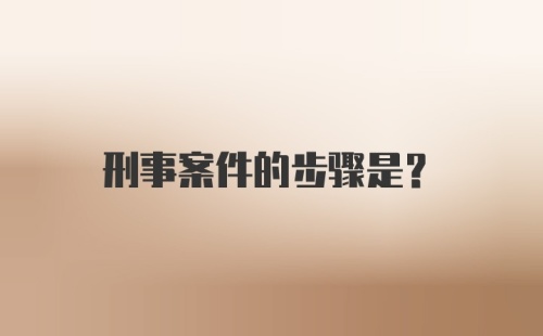 刑事案件的步骤是？