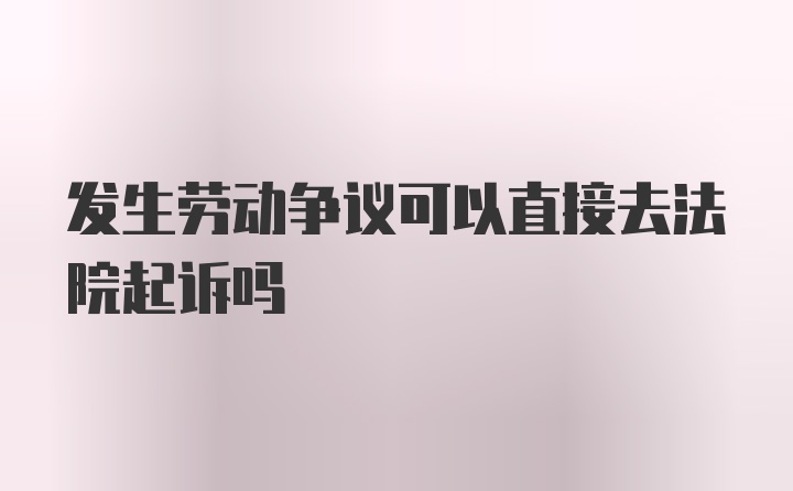 发生劳动争议可以直接去法院起诉吗