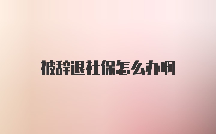 被辞退社保怎么办啊