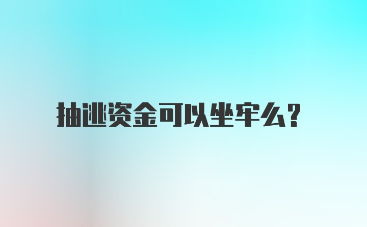 抽逃资金可以坐牢么?