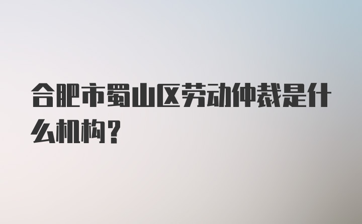 合肥市蜀山区劳动仲裁是什么机构？