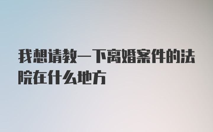 我想请教一下离婚案件的法院在什么地方