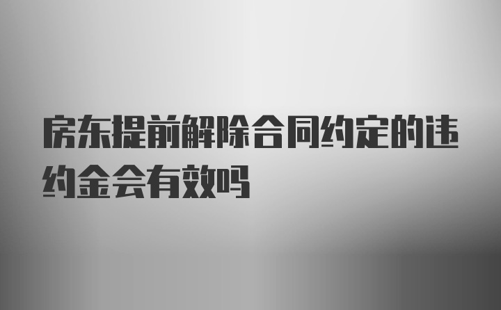 房东提前解除合同约定的违约金会有效吗