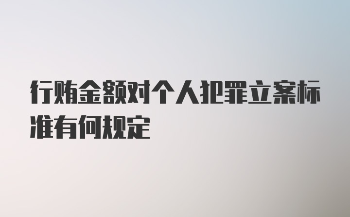 行贿金额对个人犯罪立案标准有何规定