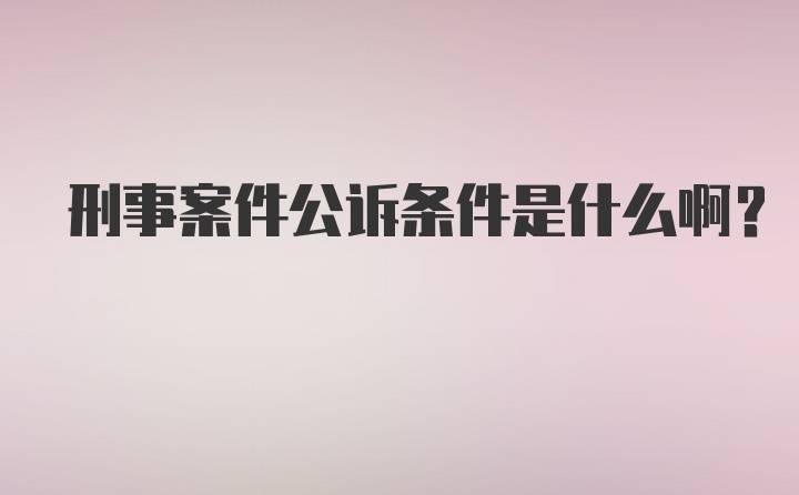 刑事案件公诉条件是什么啊？